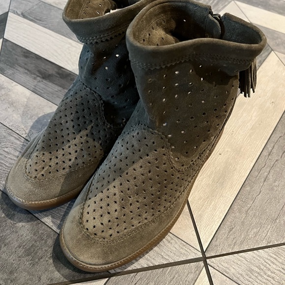 Isabel Marant Suede Fringe Trim Accent High Top Wedge Sneakers olive - Picture 4 of 8